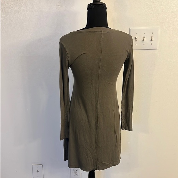 Olive Green V-Neck Long Sleeve Top or Dress, Sz. Small - Picture 4 of 7